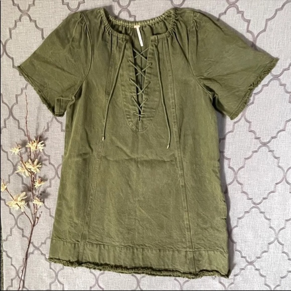 NWOT-Free People Army Green Lace Up Denim Style
“When Hearts Align” Dress (XS/S) - Picture 8 of 11